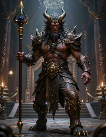 3D illustration of a fantasy warrior with a sword in a dark room