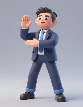 3D Illustration of a Businessman saluting with his hand