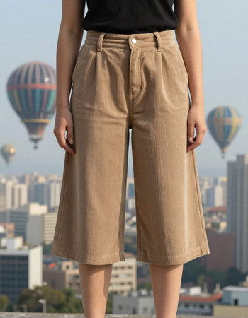 Fashionable women's skirt on the background of the city.
