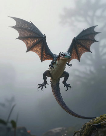 Dragon in the forest, Thailand. (Pterosauridae)