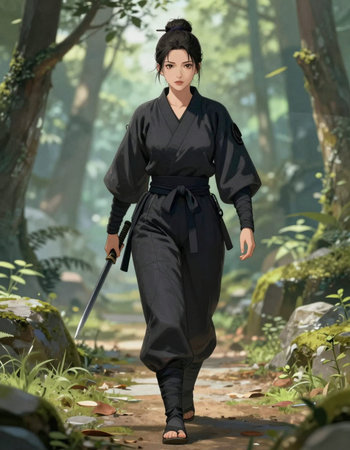 3D rendering of a Japanese kendo fighter
