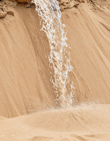 Waterfall in the desert, close-up of a natural backgroundの写真素材