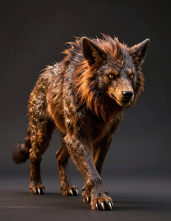 Portrait of a wild wolf on a dark background. Studio shot.