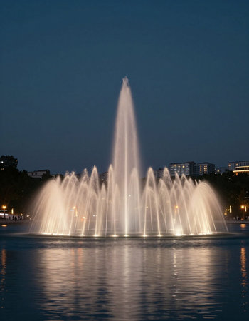Fountain in the city park at night, Sofia, Bulgaria