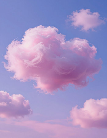 Pink clouds in the blue sky. Abstract nature background for design.