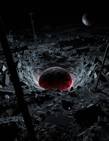 Red planet in a dark space. 3D rendering. Elements of this image furnished by NASA