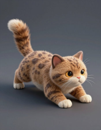 Cute cat on a gray background.