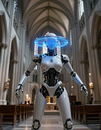 Robot in the Cathedral of Notre Dame de Paris, France.