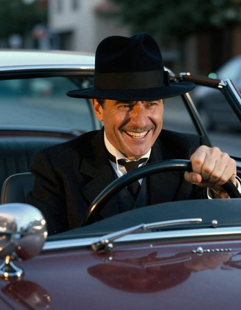 Retro car show at Milan Men's Fashion Week.