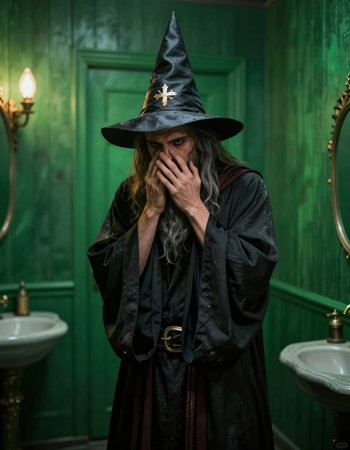 Person in a halloween costume in a dark room