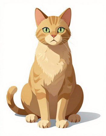 Illustration of a cat sitting on a white background, vector illustrationの写真素材