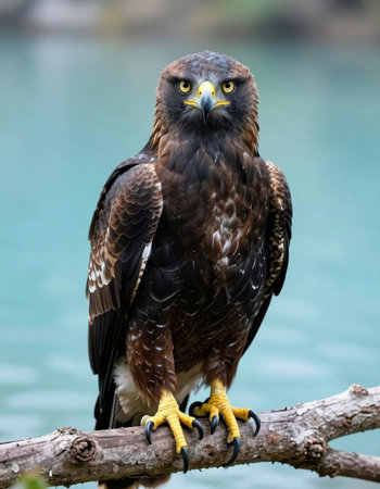Golden Eagle (Buteo buteo) sitting on a branch