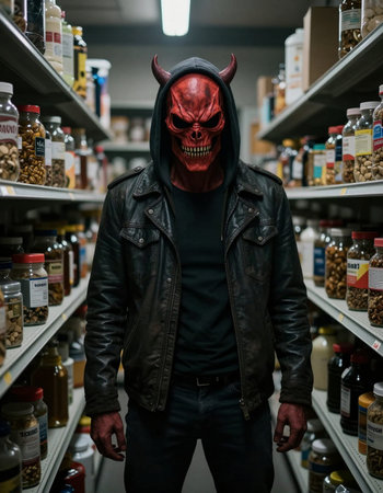 Person in a grocery store - Halloween, shopping concept