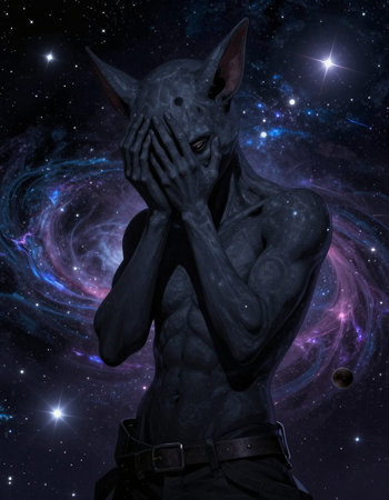 Fantasy alien in space with stars and nebula 3D rendering