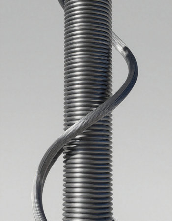 Close-up of a metal spring isolated on a white background.の写真素材