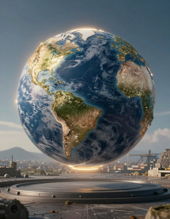Planet Earth in the form of a globe. 3D rendering.