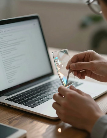 Close-up of a man's hands holding a credit card