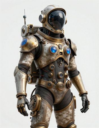 3D CG rendering of a space explorer. Isolated on white background.の写真素材