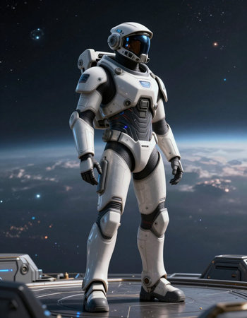 Astronaut in space. Science fiction. 3D rendering.