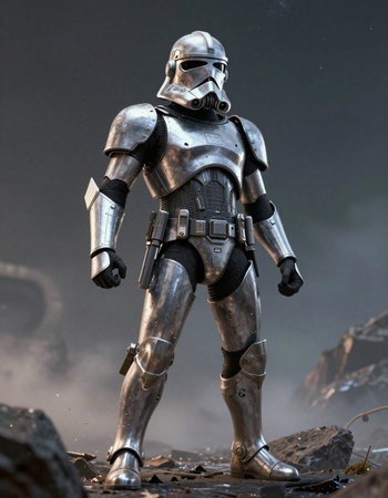 Medieval knight in armor on a dark background. 3d rendering