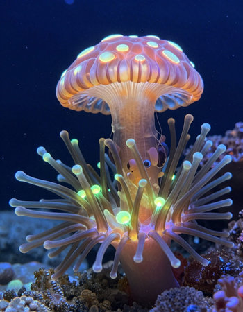 Beautiful jellyfish on a coral reef in the Red Sea.