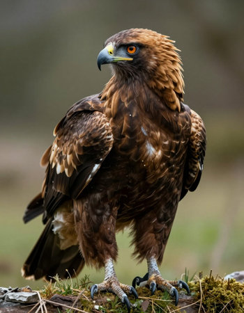 Golden Eagle (Aquila chrysaetos) perched on a rock