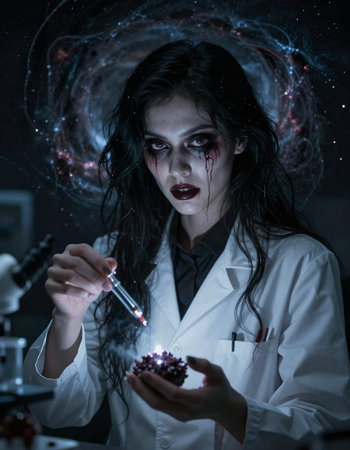 Portrait of a young woman scientist in the laboratory.の写真素材