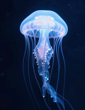 Jellyfish in the water. Jellyfish is a marine species of the genus Phyllorhiza.