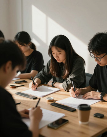 Group of Asian students studying together in the classroom. Education concept.