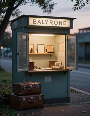 store sign with suitcases