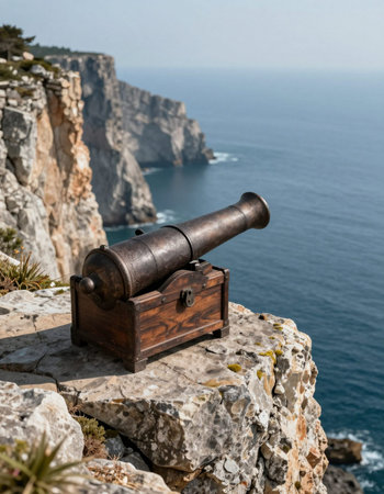 Cannon on the cliffs of the island of Capri in Italy