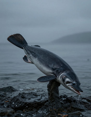 Fish on the rocks in the sea, Iceland, Europe.