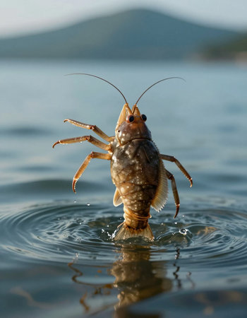 crayfish on the lake, closeup of a freshwater fishの写真素材