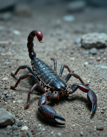 Scorpion (Heterometrus imperator) on the ground