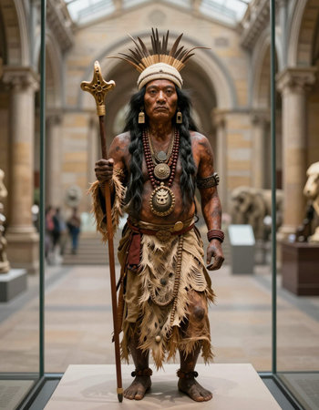 Native American man in the Museum of Natural History in New York.