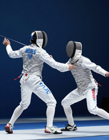 Fencing duel at the International Festival of Fencing in Moscow.