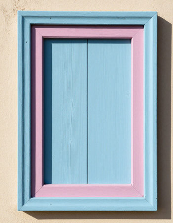 Colorful wooden window on the wall of a house in Italy.