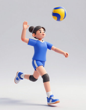Volleyball player with ball on white background. 3d illustration.