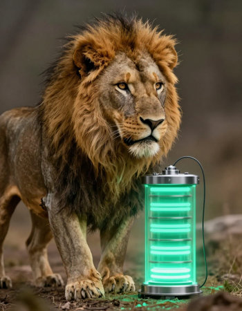 Close-up of a lionの写真素材