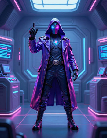 3D rendering of a futuristic male character in a futuristic space suitの写真素材