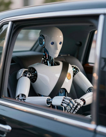 The robot in a car
