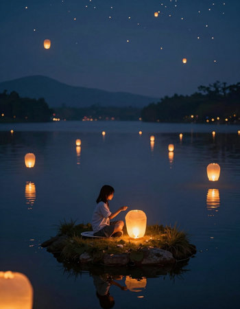 Loy Krathong festival at Chiang Mai, Thailand.