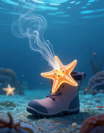 Starfish on the bottom of the sea. 3D rendering