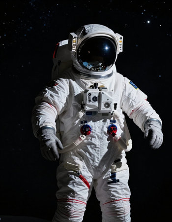 Astronaut in outer space against the background of the starry sky