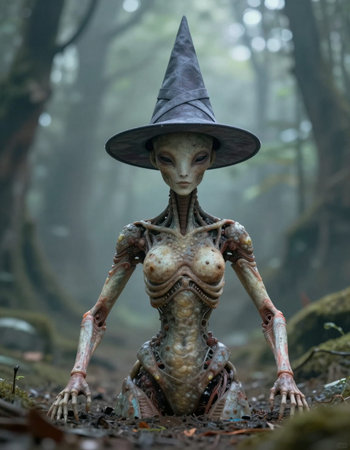 Creepy monster in the forest. Halloween. Horror theme.の写真素材