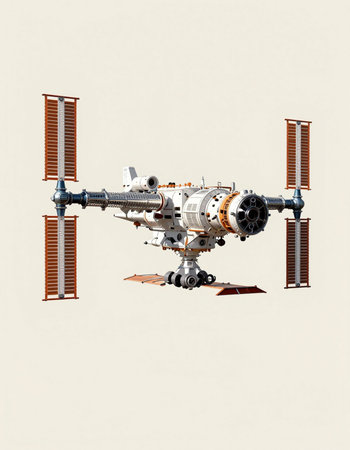 3D illustration of a space station isolated on a white background.