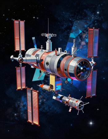Space station in outer space.