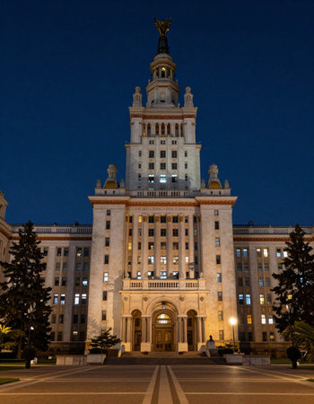 The building of the Ministry of Foreign Affairs of the Russian Federation at night
