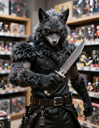 Portrait of a fox in a storeの写真素材