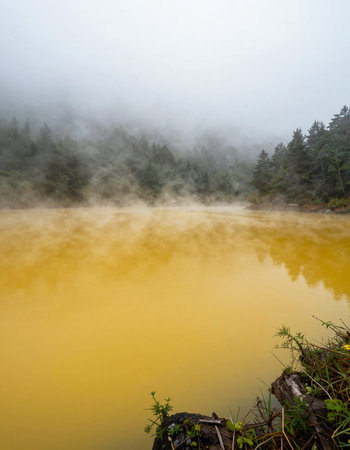 Foggy morning at the lake, Mae Hong Son, Thailand